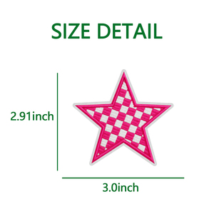 Tùy Chỉnh Thiết Kế Ngôi Sao Năm Cánh Thêu Sắt Trên Long Lanh Cạnh Thêu Kiểm Tra Mô Hình Sao Leopard In Ánh Sáng Vá - Product Image 2