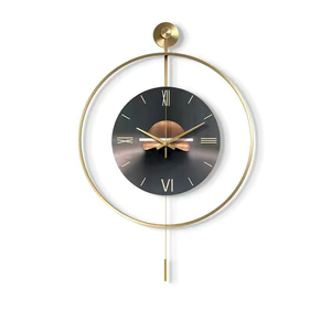 Horloge murale en fer silencieuse avec lumière LED et pendule, design artistique en métal, 50x72,5 cm, vente directe d'usine, décoration pour salon, décoration intérieure - Product Image 4