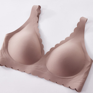 Soutien-gorge tricoté uni respirant en tissu lisse et plissé, grande taille, anti-affaissement, coupe 3/4, pour femme, usage quotidien, style international - Product Image 3