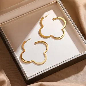 XIXI Four Leaf Clover Wholesale Bulk Custom Luxury Hypoallergenic Hoop Waterproof 18K Gold plated Fashion Jewelry Earring