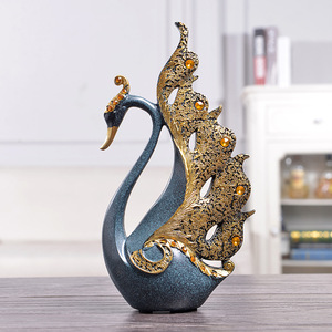 Wholesale Creative European 2pcs Set <strong>Swan</strong> LOVERS Furnishing Resin Crafts Sculpture <strong>Swan</strong> Couples Wedding Home Decorative Ornament - Product Image 2