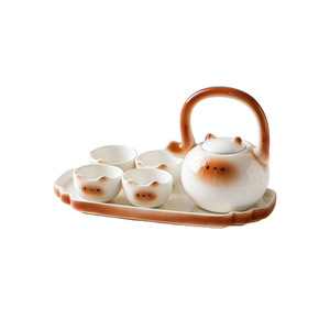 Juego de Té de Cerámica con Diseño de Gato Siamés, Taza, Bandeja y Tetera - Regalo para el Hogar, Oficina o Recepción - Product Image 5