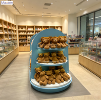 Kommerzielle Mehrstöckige Gebogene Insel-LED-Beleuchtungs-Vitrine für Plüsch-Stofftier-Ausstellung