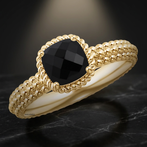 Bague en or jaune pour femme avec diamant noir naturel taille coussin, bijou de fiançailles classique en or 10K 14K 18K et argent 925 935 - Product Image 1