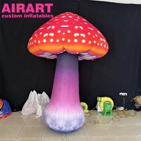 Champignon gonflable géant pour intérieur et extérieur, motif de conte de fées, avec tige violette imprimée sur mesure, pour décoration de scène