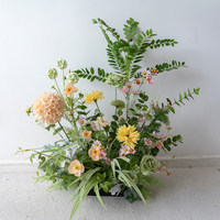 Vente en gros de compositions florales artificielles multicolores en soie de style européen pour centre de table de mariage, décoration d'événements et de fêtes, et enterrement de vie de jeune fille
