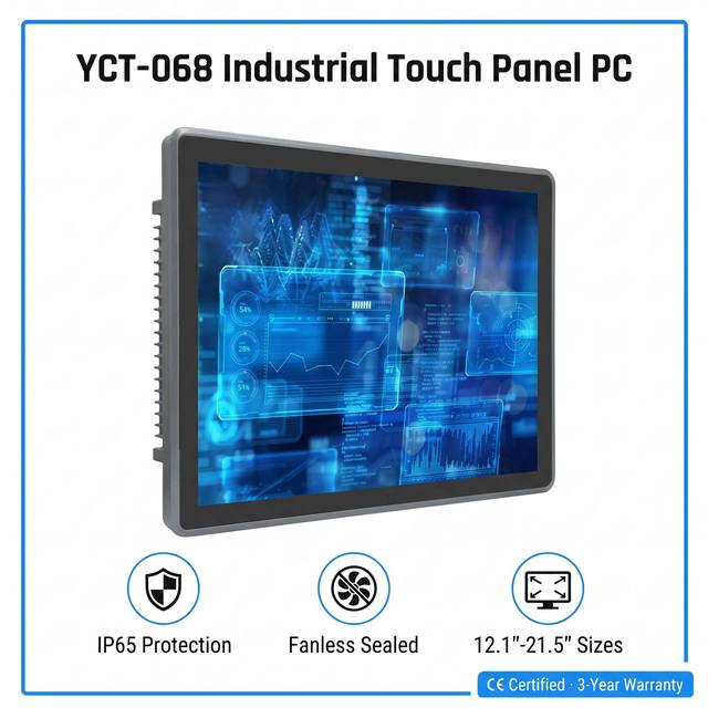 YCT Industrial Panel PC 12.1~21.5 Inch Fanless Capacitive Touch Screen All-in-One IP65 4COM 2LAN J1900 I3 I5 I7 Win10 Linux