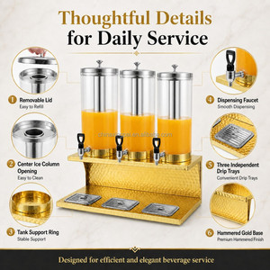 XINGPAI Arabic Hotel Supplies Stainless Steel 3 Tanks Nine Liters Gold Luxury Juice <strong>Dispenser</strong> <strong>Beverage</strong> <strong>Dispenser</strong> - Product Image 4