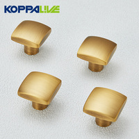 Koppalive 现代风格黄铜橱柜旋钮 方形家具门把手 金色梳妆台抽屉拉手 批发五金配件