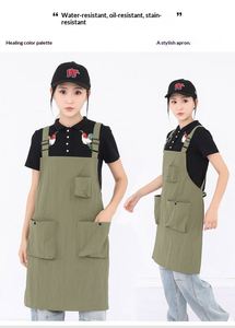 Tablier de travail unisexe sans manches en tissu Taslon imperméable, style européen, pour la restauration, les salons de thé et les cafés - Commerce extérieur 300 - Product Image 4