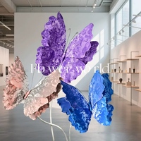 Grande Décoration Florale Artificielle Papillon en PE Faite à la Main, Motif Coloré, Imperméable, pour Halloween et Vitrines de Centres Commerciaux