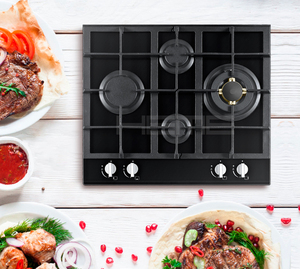China Manufacturer Home <b>Kitchen</b> Appliance 4 Brass Burner Stove Tempered Glass Built <b>in</b> Gas Cooktop - Product Image 2