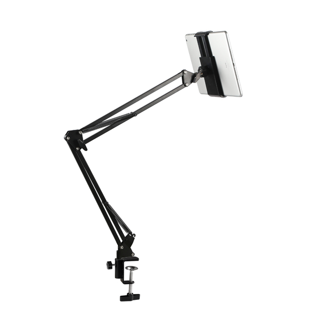 Screw Base Lazy Long Arm Mobile Stand Gooseneck Phone Holder for 4-10.5inch Universal Phone Tablet