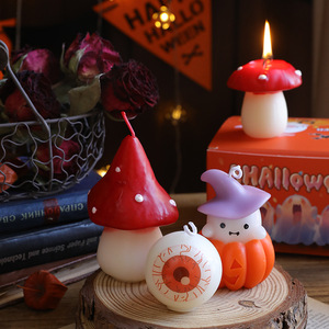 Ensemble de bougies parfumées en cire de soja en forme de champignons 3D LANJO pour Halloween, ambiance Halloween mignonne et originale, bougies créatives adorables et étranges - Product Image 2