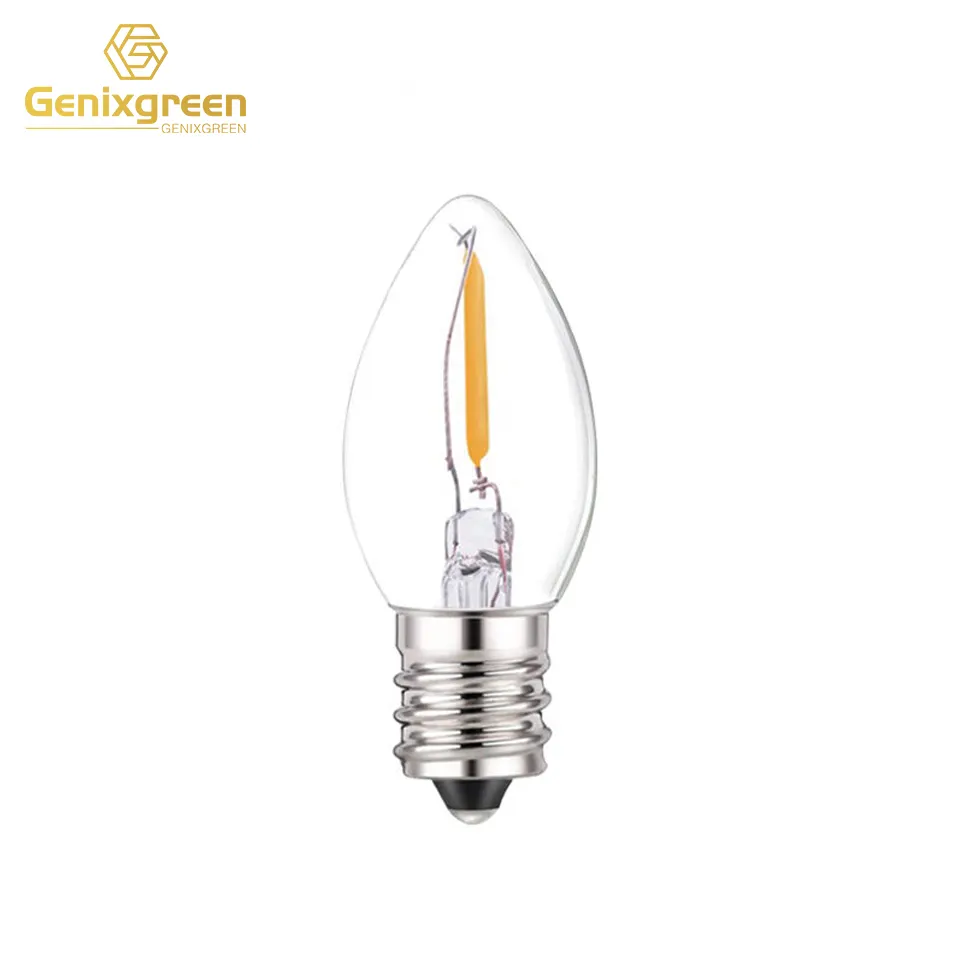 C7 LED Bulbs 0.5 Watts Filament Night Light Bulbs E12 Candelabra Clear Glass Candle Bulb Warm White 2700K Led