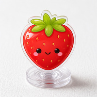 Aangepaste Aardbei Acryl Telefoonhouder Kawaii 3D Inklapbare Vingergreep Sterke Kleefkracht Verwijderbare Telefoon Decoratie Cadeau