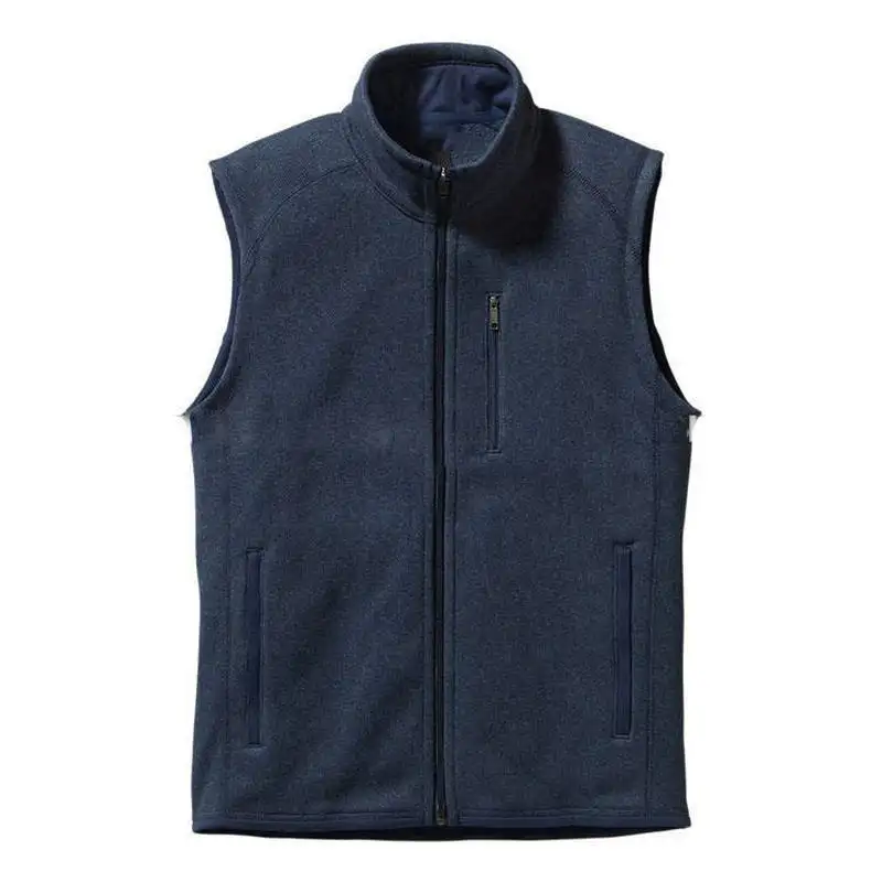 Personalizado puffer colete jaqueta Outono e Inverno Fleece Vest Homens Quente Velo Cardigan Stand Collar Vest