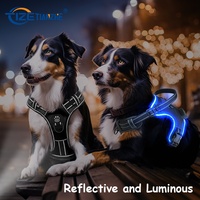 LOGO personnalisé gilet lumineux pour chien sans traction harnais pour chien respirant en maille tactique réfléchissante pour animaux de compagnie