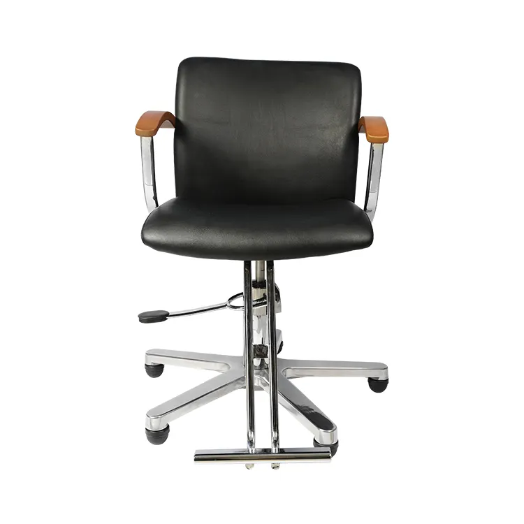 Cadeira de cabeleireiro para corte, equipamento personalizado de salão de beleza com descanso para braço de madeira