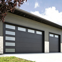 Porte de garage sectionnelle en aluminium en gros avec verre trempé de 8 mm, porte de garage moderne en acier galvanisé pour villa, conception gratuite en option