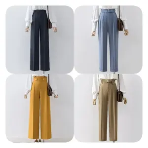 Womens Twill Fabric Straight Leg Pants Vintage Suit Trousers Without Blazer Customized Women Straight Cut Pants