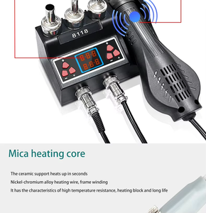 Outils de réparation de soudage à affichage numérique haute puissance 2-en-1 700W Nouveau pistolet à air chaud et plate-forme de <span class=keywords><strong>fer</strong></span> à <span class=keywords><strong>souder</strong></span> Accessible aux ordinateurs mobiles - Product Image 5