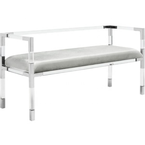 Panca in acrilico trasparente panca camera da letto Couture casa <span class=keywords><strong>Anastasia</strong></span> 47 pollici Glam griy e argento panca in acrilico - Product Image 6