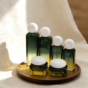 Skin Care Bottles <strong>Luxury</strong> Glass Bottle 30ml 50ml 100ml 120ml 30g 50g Square Shape White Dome Cap Skincare Lotion <strong>Container</strong> - Product Image 3