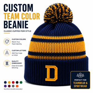 Gorro <span class=keywords><strong>de</strong></span> punto personalizado con borla y puño, colores <span class=keywords><strong>de</strong></span> equipo, para <span class=keywords><strong>invierno</strong></span>, venta al por mayor, ropa <span class=keywords><strong>de</strong></span> aficionado, bordado en blanco - Product Image 2