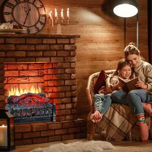 <span class=keywords><strong>Cheminée</strong></span> électrique Konwin FP201R avec télécommande, insert chauffant, bûches électriques avec effet de flamme réaliste - Product Image 6