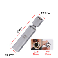 3/8 pouces 14mm 16mmMagnetic Spark Plug Socket Wrench Joint Car Spark Plug Thin Disassembly and Installation Tool