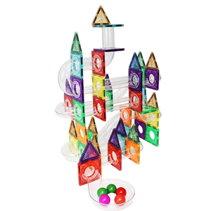 Magnescape 106 pezzo Set di blocchi magnetici in plastica blocchi per bambini pista di auto e mattonelle di corsa in marmo con palla - Product Image 1