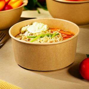 Tazón Redondo Desechable para Sopa o Fideos con Logotipo Personalizado, Envase de Papel Kraft para Ensaladas, para Comida Caliente para Llevar - Product Image 1