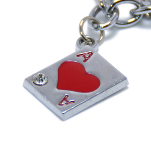 Porte-clés de cartes avec perles, en métal, en alliage, porte-anneau, strass, en cristal, nouveauté - Product Image 3