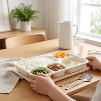 Barquette alimentaire jetable écologique et biodégradable à 5 compartiments en bagasse de canne à sucre pour l'emballage de la restauration rapide et des cuisines cloud