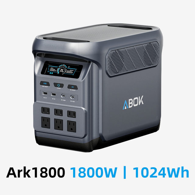 ABOK US EU Warehouse 1800W Home Backup Battery Generator Portable Power Station USB 140W LiFePO4 4000 Cycles Expandable Parallel