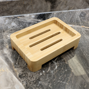 Moderno bagno di bambù portasapone auto drenante in legno Bar porta sapone per doccia quadrato antiscivolo vassoi per bagno uso cucina - Product Image 6