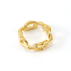 Gold Chain Link Ring Geometric Shape Titanium Steel Jewelry Fashion Minimalist Design - Product Image 5