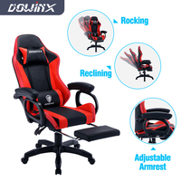 Chaise d'ordinateur ergonomique avec massage et repose-pieds Chaise de jeu inclinable pour adultes Chaise de jeu avec haut-parleurs et lumières LED