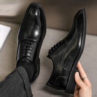 Chaussures habillées pour hommes en cuir véritable haut de gamme, à plateforme, à lacets, avec empeigne souple, antidérapantes, pour affaires, mariages et toutes occasions