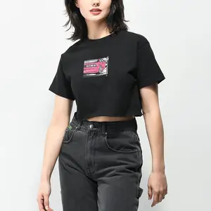 Oti Textile Logo personnalisé haut court femme T-shirts coton imprimé à manches courtes tricoté T-shirt femmes T-shirts Designer tendance 2023