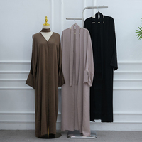 Nouvelle Abaya Islamique 2026 pour Femme, Robe Musulmane Couleur Unie avec Manches en Dentelle, Cardigan Modeste Ouvert Style Dubaï pour l'Été