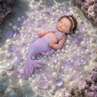 Poupée Bébé Reborn en Silicone de 12 Pouces avec Queue de Sirène, Yeux Fermés, Couleur Lilas Violet, Poupée Nouveau-né pour Jeu d'Imitation