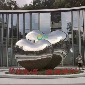 Modern Simple 304 316 Mirror Large Metal Craft Art Sculpture Hand Made Shaped Statue Outdoor Stainless Steel Heart