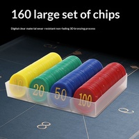 Jetons de Mahjong 160 pièces, double face avec chiffres en relief dorés, avec coffret