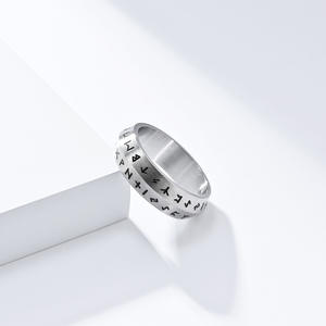 Viking Letter Titanium Steel <b>Ring</b> For Men Casual Wear Gold Black Antique Silver Steel Color - Product Image 4