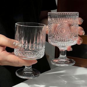 Short Foot Sun Flower Design Durable Glass Drinkware for Coffee Cold Brew Ice Latte Household Water Juice - Product Image 1