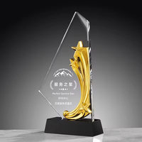 Trophée en cristal personnalisé de haute qualité, plaque commémorative en métal, souvenir artisanal avec boîte cadeau