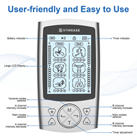 STIMEASE Appareil de massage corporel 24 modes TENS7000 avec électrodes TENS pour soulager la douleur et EMS pour renforcer les muscles, rechargeable par USB 13 TENS/16