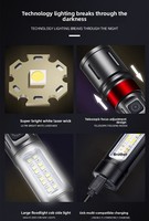 Senter Taktis LED Laser Putih 1000m dengan Zoom Teleskopik, Bahan Aluminium Alloy, Dapat Diisi Ulang via USB, Dilengkapi Lampu Samping COB, Penjualan Terlaris